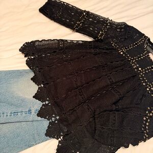 Elegant Black Lace Blouse (S) Brand New !